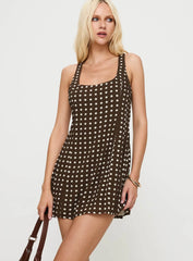 Serina Polka Mini Dress Brown / White