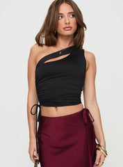 Manifest Me One Shoulder Top Black