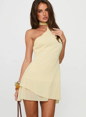 Infinito Scarf Tie Mini Dress Lemon