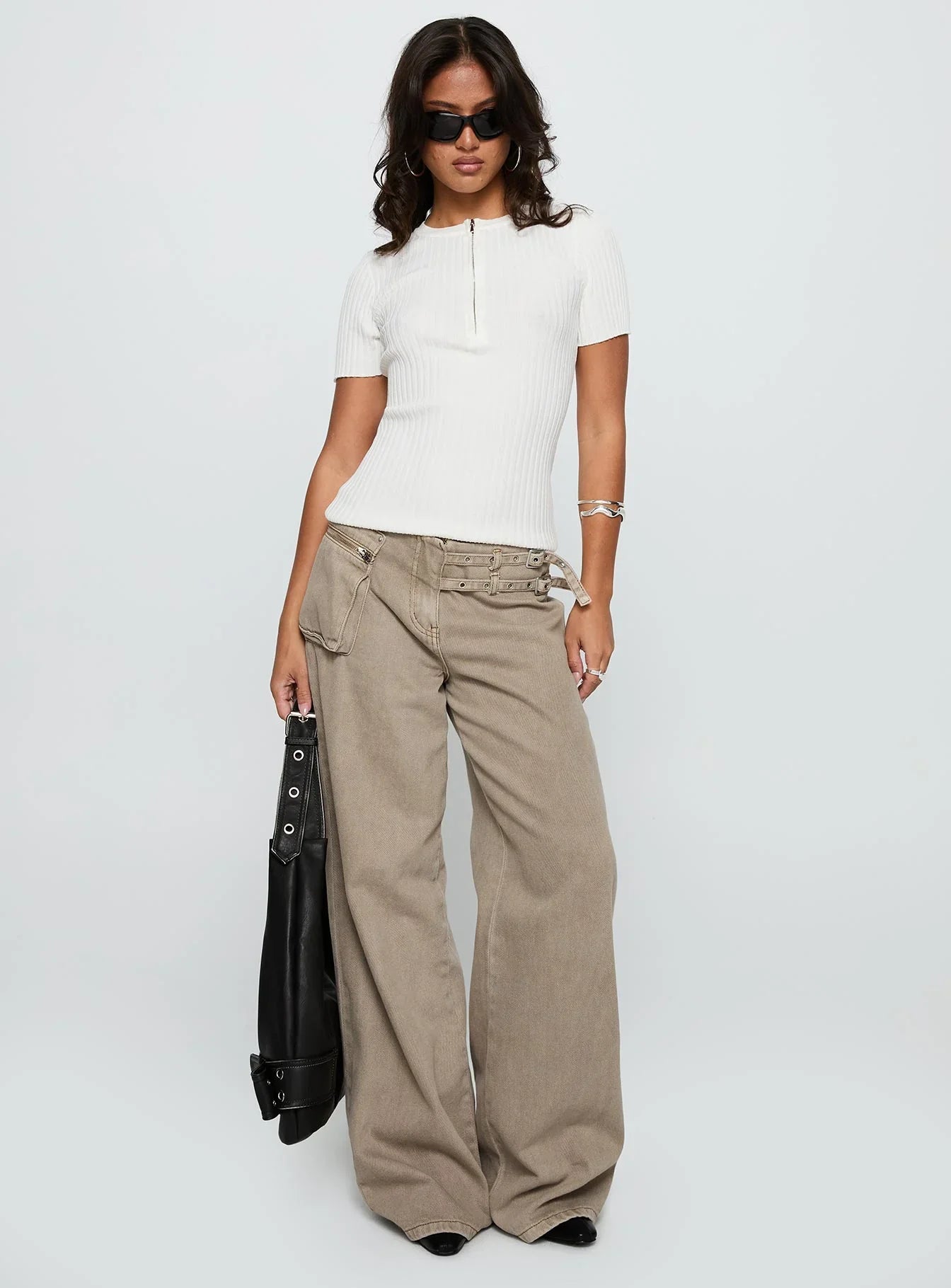 Hold The Line Zip Through Top White