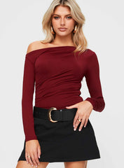 Donner Long Sleeve Bodysuit Burgundy