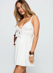 Viviette Ruched Mini Dress White