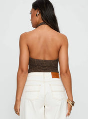 Libbey Hardware Detail Textured Bodysuit Brown