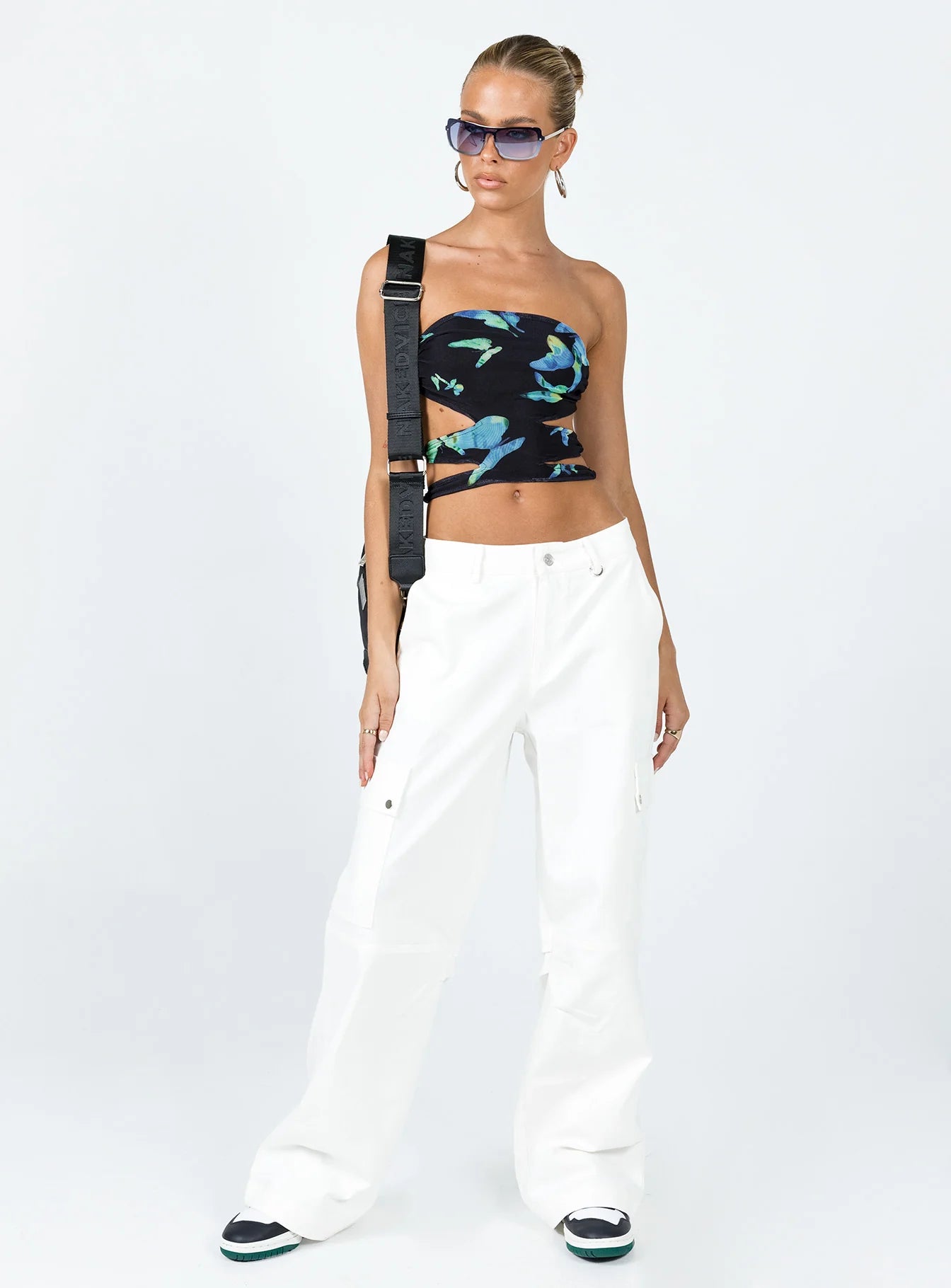 Motel Ersa Top Butterfly Watercolour Black