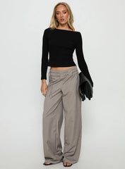 Tashana Long Sleeve Boat Neck Top Black