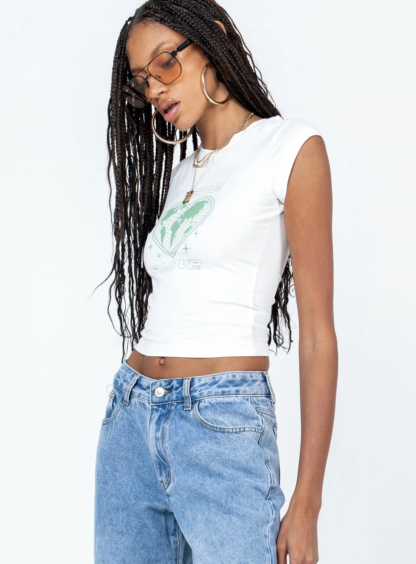 Peace and Love Longline Tee White