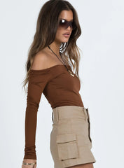 Randee Long Sleeve Bodysuit Brown