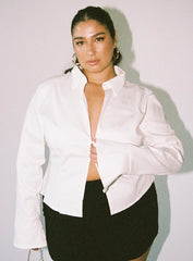 Belshaw Lace Up Back Shirt Ivory Curve