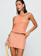 Zaraya Sequin Mini Skirt Orange
