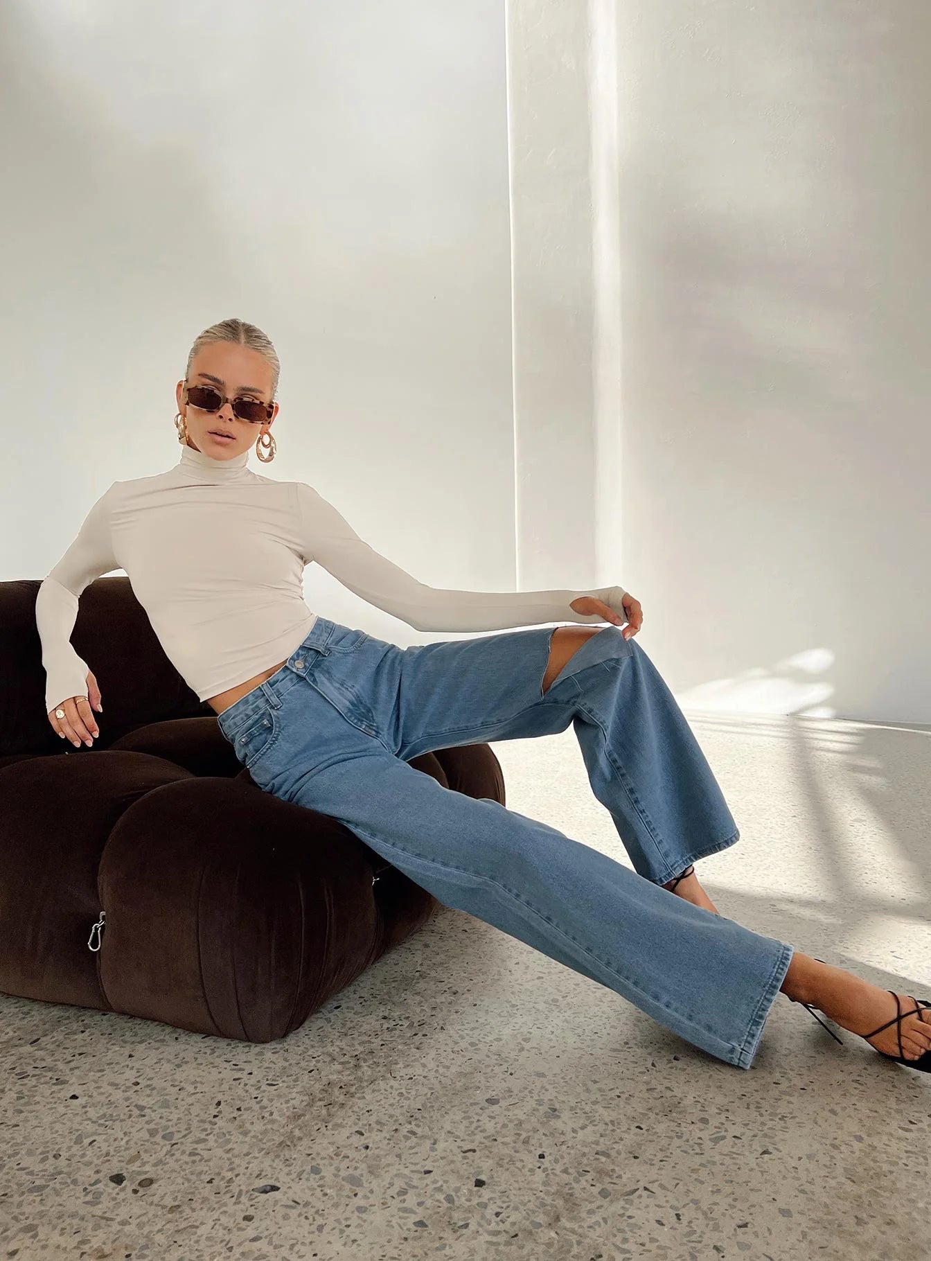 Elysium Long Sleeve Turtleneck Top Bone
