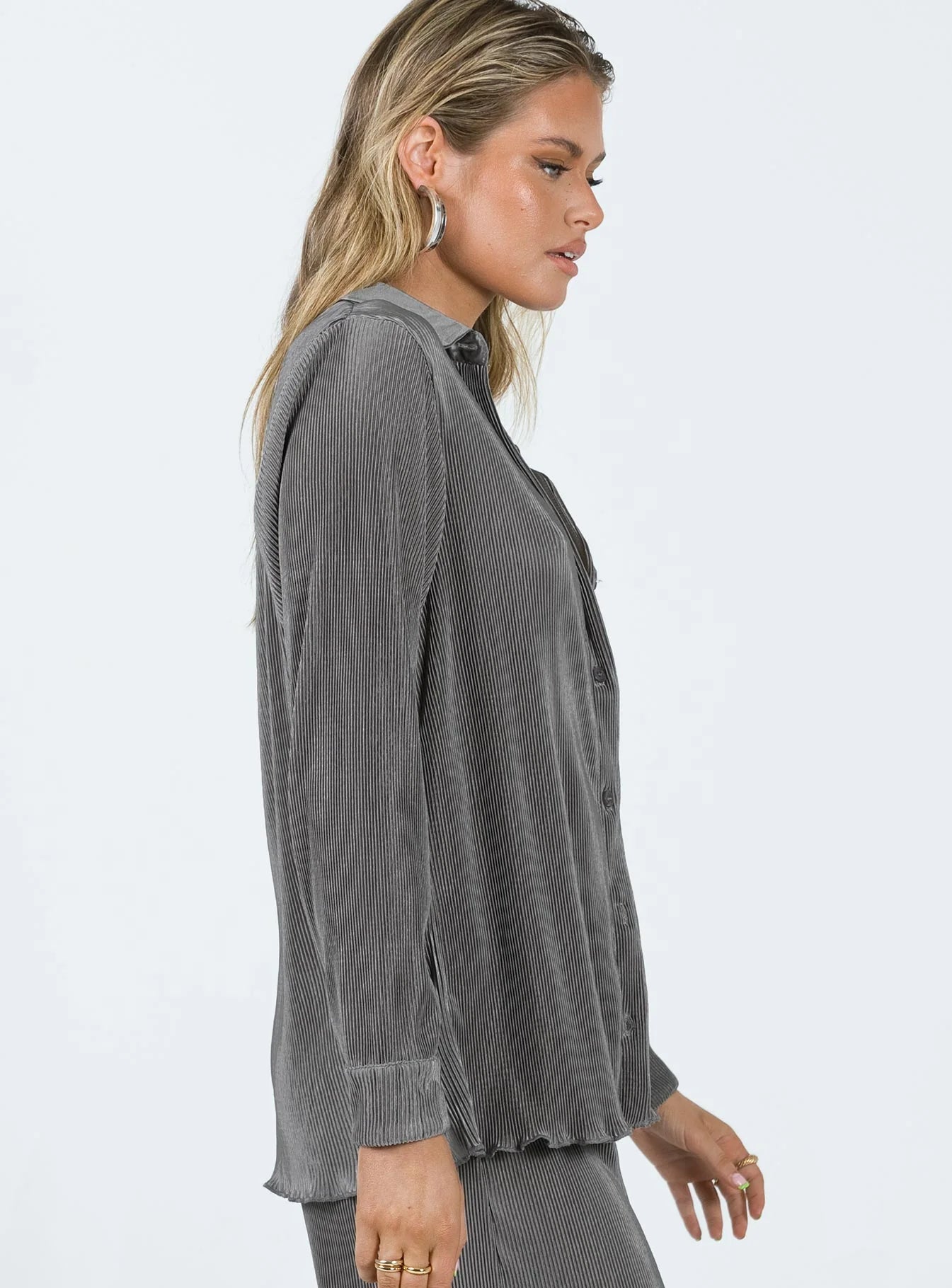 Cartmore Plisse Top Charcoal