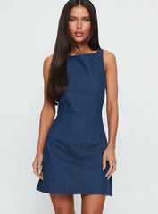 Alfalfa Denim Mini Dress Mid Wash