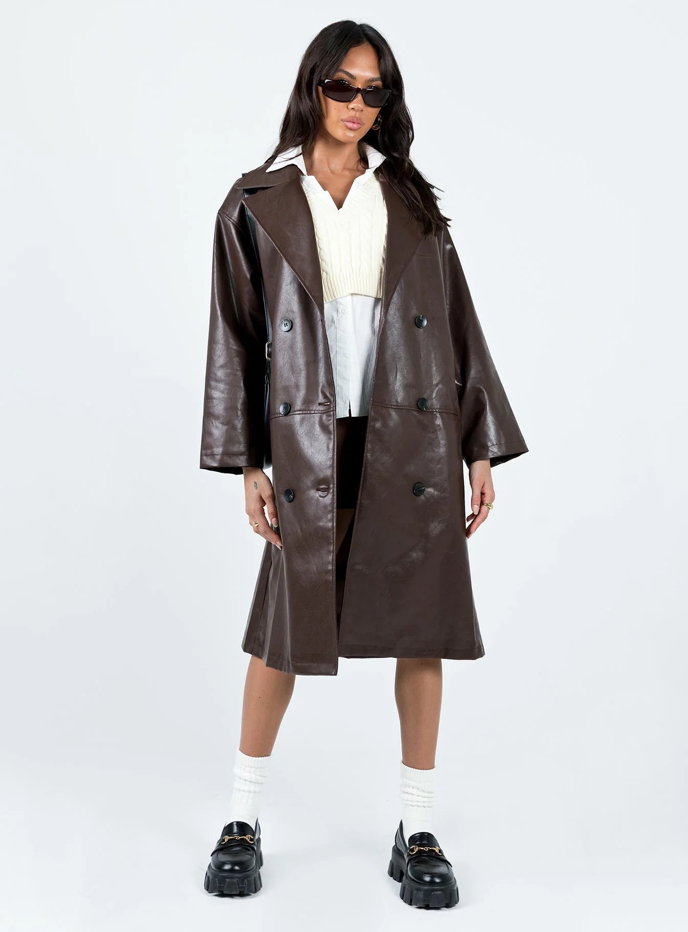 Utinga Faux Leather Jacket Brown