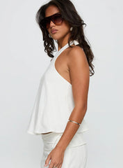 Aquaria Halter Linen Blend Top White
