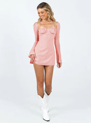 Dyer Sheer Sleeve Mini Dress Pink