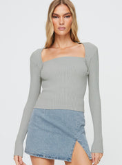 Gleeson Square Neck Long Sleeve Top Grey