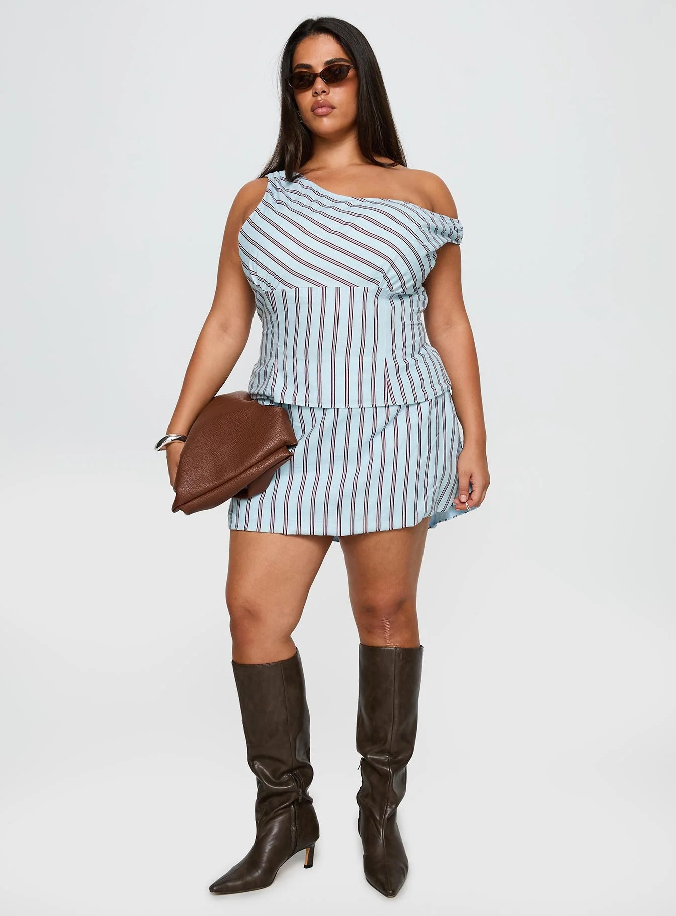 Del Rio Off The Shoulder Top Blue / Maroon Curve