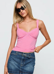 Know Better Lace Trim Top Pink