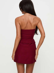 Nutmeg Strapless Mini Dress Burgundy