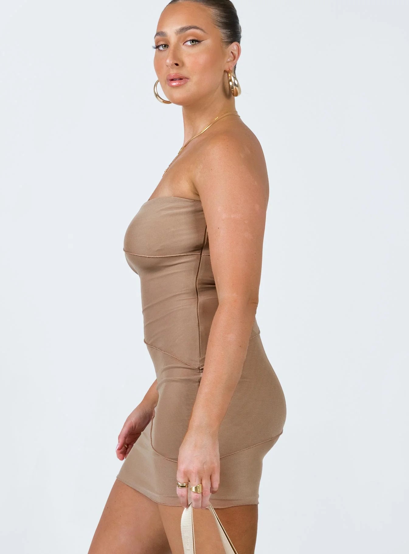 Giorgia Strapless Mini Dress Beige