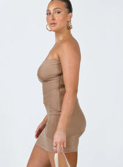 Giorgia Strapless Mini Dress Beige