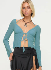 Chantria Long Sleeve Halter Top Blue