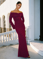 Cecilia Off The Shoulder Maxi Dress Wine