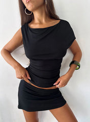 Emelyne Cinched Waist Top Black