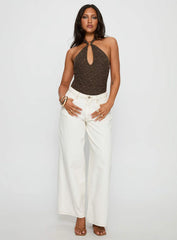 Libbey Hardware Detail Textured Bodysuit Brown