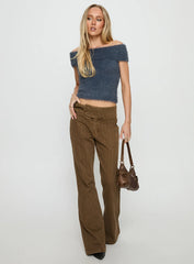 Thrill Ride Mid Rise Flare Jeans Washed Brown