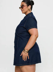 Perception Denim Mini Dress Mid Wash Curve