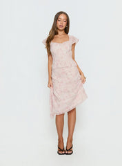 Avaline Lace Trim Blouse Top Pink