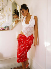 Hayze Maxi Skirt Red White Polka
