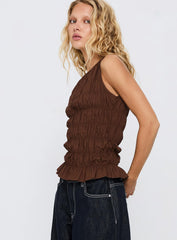 Marleene Shirred Top Chocolate