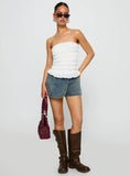 Flashbloom Strapless Ruched Top White