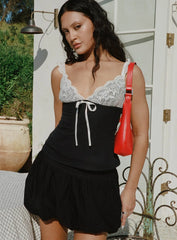 Mersale Bubble Hem Mini Skirt Black