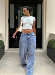Naylor Mid Rise Wide Leg Jeans Light Blue Wash
