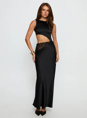 Lareina Cut Out Lace Maxi Dress Black