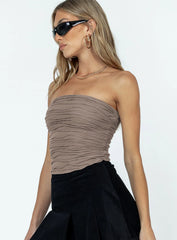 Cecile Strapless Top Brown