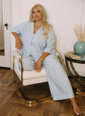 Early Riser Sleep Pants Blue Stripe Curve