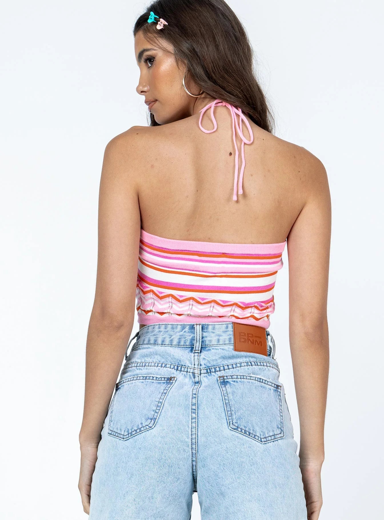 Ariella Strapless Top Pink / White