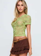 Lindy Button Up Sheer Top Green