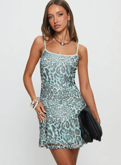 Caisyn Contrast Mini Dress Leopard
