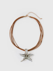 Fire Sign Glass Look Star Pendant Necklace Multi