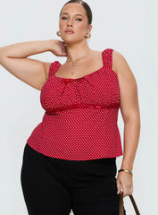 Garconne Top Red Polka Curve