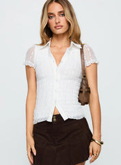 Melaniya Button Up Top White