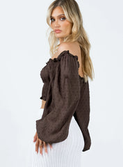 Love Galore Long Sleeve Top Brown