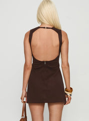 Imalda Cut Out Mini Dress Chocolate