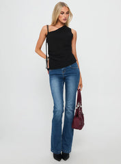 Smash Hit One Shoulder Top Black