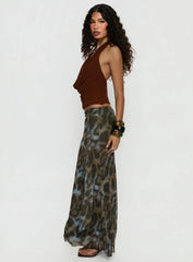 Caviar Tie Maxi Skirt Leopard